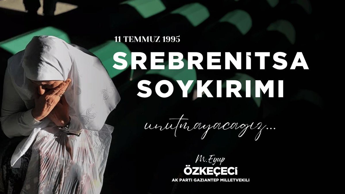 İnsanlığın sustuğu, vicdanların infaz edildiği bir yer; #Srebrenitsa…

Soykırımın, 30’uncu yıl dönümünde şehadete eren Bosnalı kardeşlerimizi rahmetle anıyorum.

Ruhları şad olsun.

#SrebrenitsaSoykırımı
