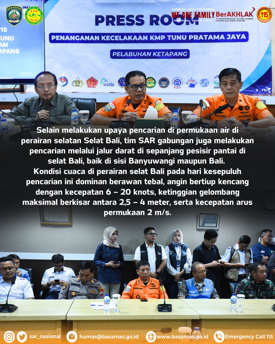 Briefing Pagi dan Konferensi Pers: Update Terbaru Pencarian Korban KMP Tunu Pratama Jaya 

#basarnas #sar #banyuwangi