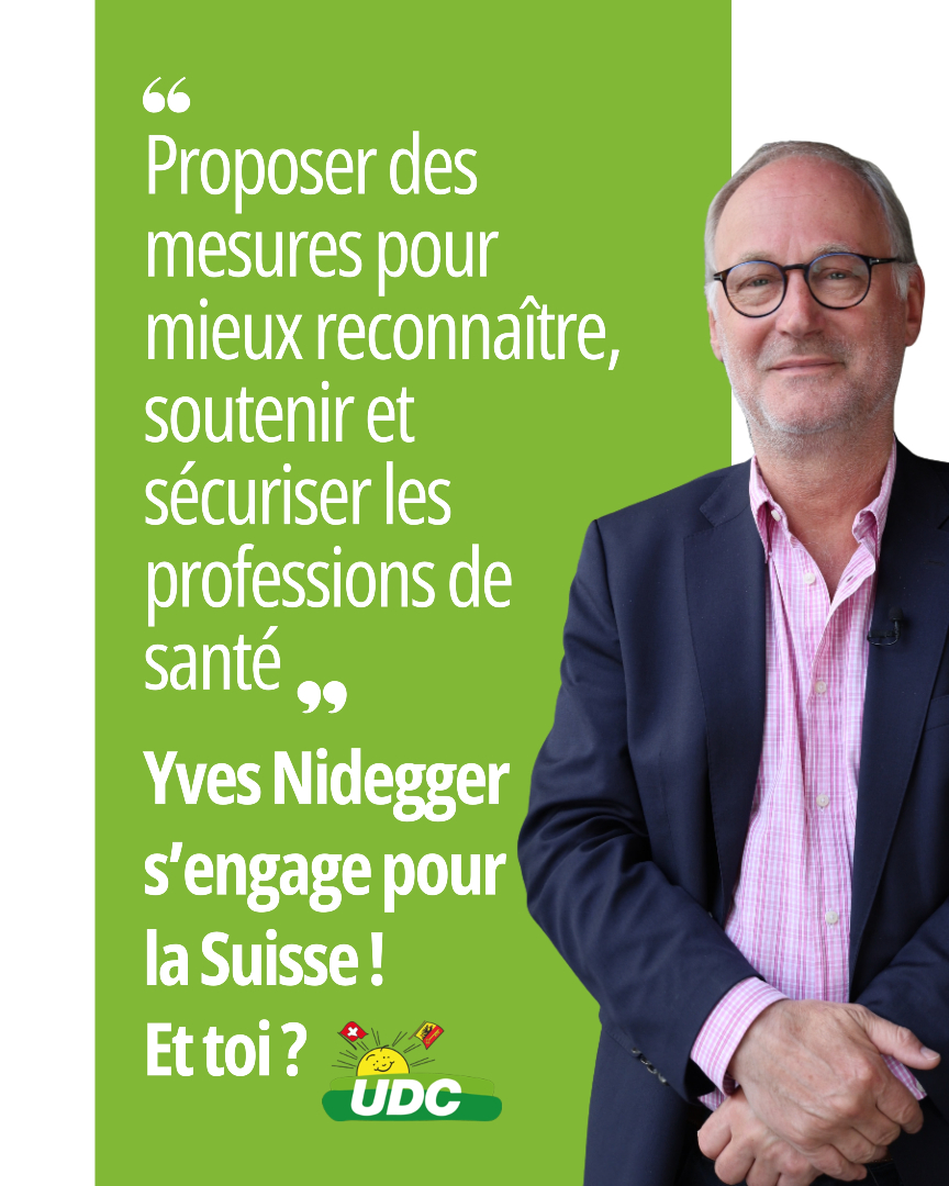 Yves Nidegger veut mieux reconnaître les soignants en valorisant leur travail et leur formation.
L’UDC s’engage pour la Suisse, et toi ?
#UDCge #RejoinsNous
