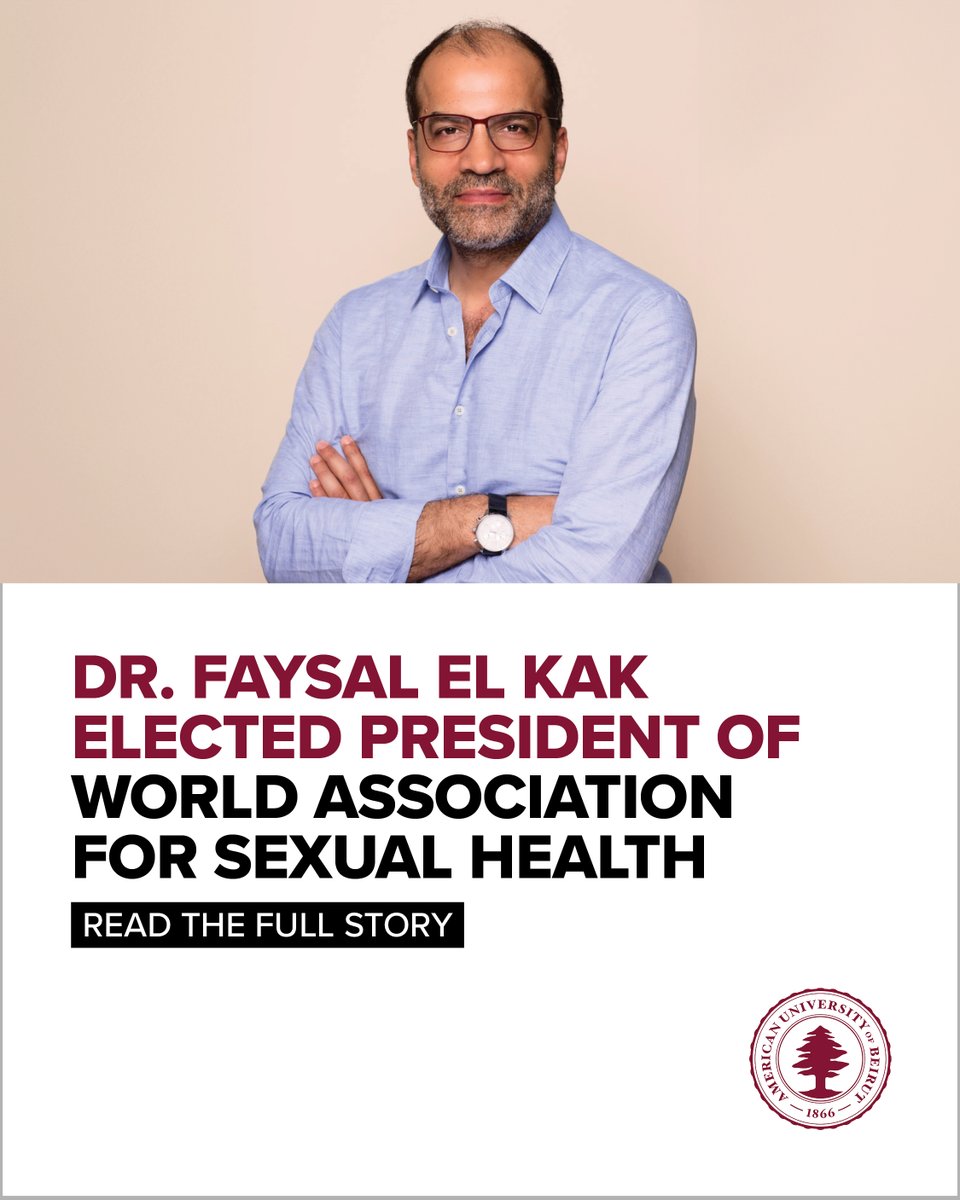 AUB faculty Dr. Faysal El Kak has been elected President of the World Association for Sexual Health (WAS) for the 2025-2029 term. This is the first time a scholar from outside the Americas, Europe, and South Africa has been elected to this role.

aub.edu.lb/articles/Pages… 

#AUB