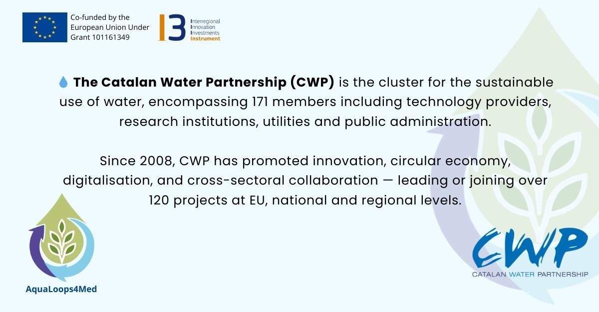 AquaLoops4Med_i3 (@aqualoops4med) on Twitter photo 🔵 Would you like to discover the role each partner plays in the project?
⬇️Spotlight on <a href="/CatalanWaterP/">CATWaterPartnership</a> – discover who they are!⬇️
<a href="/IcraWater/">ICRA</a> <a href="/irtacat/">IRTA</a> <a href="/AerisTec/">Aeris Tecnologías Ambientales</a> @WEandB <a href="/ntua/">National Technical University of Athens</a> <a href="/AgensoGR/">AGENSO</a> <a href="/hydraspis/">Hydraspis - environmental noesis</a> @UniBasilicata
#AquaLoops4Med #i3instrument #agrifood 🔵 Would you like to discover the role each partner plays in the project?
⬇️Spotlight on <a href="/CatalanWaterP/">CATWaterPartnership</a> – discover who they are!⬇️
<a href="/IcraWater/">ICRA</a> <a href="/irtacat/">IRTA</a> <a href="/AerisTec/">Aeris Tecnologías Ambientales</a> @WEandB <a href="/ntua/">National Technical University of Athens</a> <a href="/AgensoGR/">AGENSO</a> <a href="/hydraspis/">Hydraspis - environmental noesis</a> @UniBasilicata
#AquaLoops4Med #i3instrument #agrifood