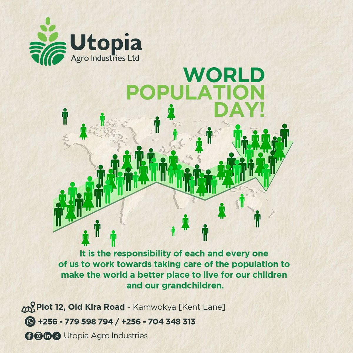 UtopiaAgro's tweet image. World Population Day 🌎 🌍 🧑🧒🧒
Today is the day to act smart and think ahead: let’s empower each other through education to manage population wisely.
#WorldPopulationDay2025