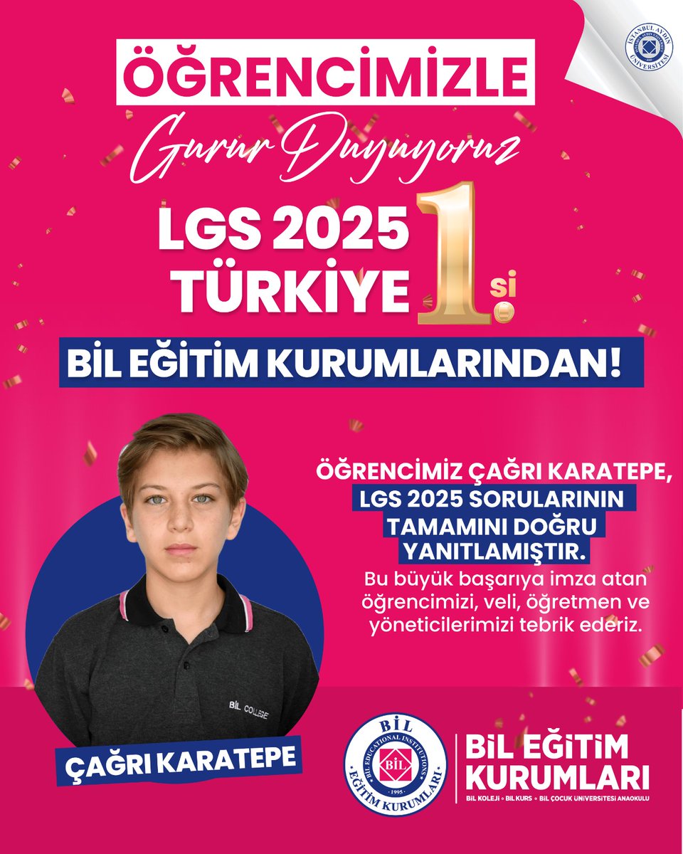 BİL Kurs (@bilkurs) on Twitter photo ÖĞRENCİMİZLE GURUR DUYUYORUZ!
LGS 2025 TÜRKİYE 1.si BİL EĞİTİM KURUMLARINDAN!
<a href="/IAUKampus/">İstanbul Aydın Üniversitesi</a> <a href="/iautanitim/">İAÜ Halkla İlişkiler ve Tanıtım</a>
#LGS2025 ÖĞRENCİMİZLE GURUR DUYUYORUZ!
LGS 2025 TÜRKİYE 1.si BİL EĞİTİM KURUMLARINDAN!
<a href="/IAUKampus/">İstanbul Aydın Üniversitesi</a> <a href="/iautanitim/">İAÜ Halkla İlişkiler ve Tanıtım</a>
#LGS2025