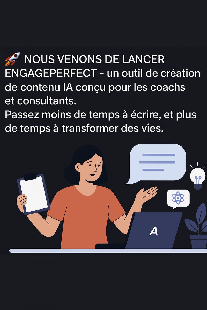 Parick_K's tweet photo. 🚀 Nous venons de lancer EngagePerfect – un outil de création de contenu IA conçu pour les coachs et consultants. Passez moins de temps à écrire, et plus de temps à transformer des vies. Envoyez-moi un message si vous souhaitez l’essayer cette semaine. https://t.co/psA09U6cDh