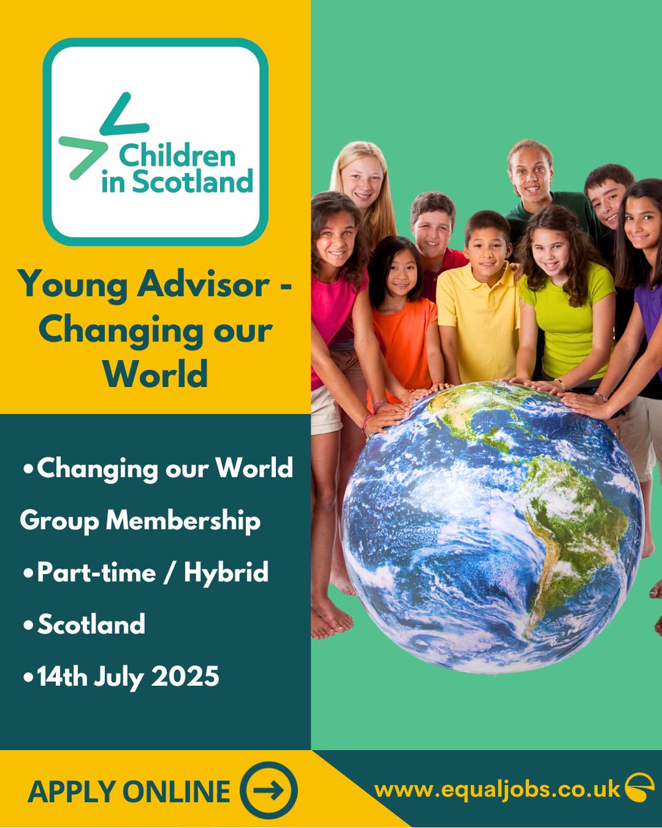 EqualJobsUK's tweet image. Last chance to be part of Children in Scotland’s advisory group. Open to young people aged 8-22. Applications close 14/07/25. If you are interested, follow the link below: equaljobs.co.uk/jobs/scotland/…
#Youngpeople #Scottishyoungpeople #Youthempowerment #Advisorygroup #Activitiesgroup