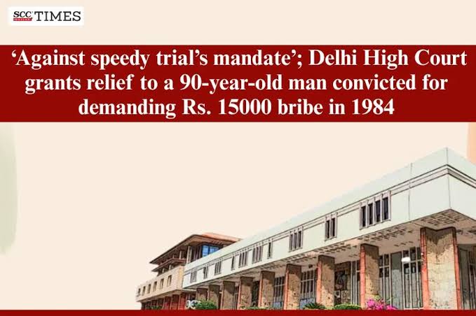 Sanatan Prabhat (@sanatanprabhat) on Twitter photo ⚖️ 40 years for justice? ⏳
Delhi HC slams delay in 1984 corruption case; says it violates the right to a speedy trial.
90-year-old ex-govt official sentenced to 1-day jail due to age & health.
Justice delayed is justice denied!
PC: <a href="/scconline_/">SCC Online</a> ⚖️ 40 years for justice? ⏳
Delhi HC slams delay in 1984 corruption case; says it violates the right to a speedy trial.
90-year-old ex-govt official sentenced to 1-day jail due to age & health.
Justice delayed is justice denied!
PC: <a href="/scconline_/">SCC Online</a>