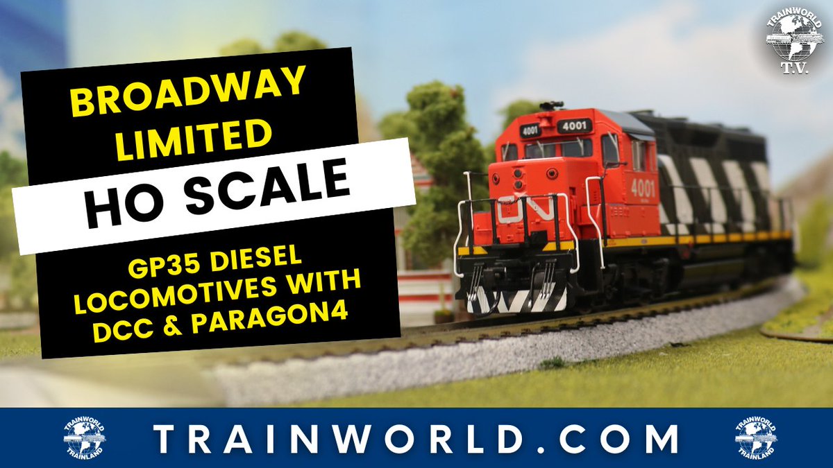 TrainWorld.com (@trainworld) on Twitter photo Looking for the perfect mid-sized diesel locomotive that can handle all sorts of work? <a href="/BLITrains/">Broadway Ltd Imports</a>’ new batch of GP35s are right for the job! 🫡 youtu.be/k2bgISqL05Q
Order today at TrainWorld.com! tinyurl.com/y8r5a879
#broadwaylimited #hoscale #GP35 #diesel #CN Looking for the perfect mid-sized diesel locomotive that can handle all sorts of work? <a href="/BLITrains/">Broadway Ltd Imports</a>’ new batch of GP35s are right for the job! 🫡 youtu.be/k2bgISqL05Q
Order today at TrainWorld.com! tinyurl.com/y8r5a879
#broadwaylimited #hoscale #GP35 #diesel #CN