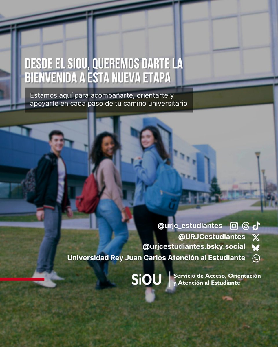 ¡Te damos la bienvenida a la Universidad Rey Juan Carlos!

Desde el SiOU te deseamos una etapa llena de aprendizajes, crecimiento y grandes experiencias 🚀

¡Estamos aquí para ayudarte en todo lo que necesites!

☀️ ¡Nos vemos a la vuelta!
<a href="/urjc/">URJC</a> #EstudiantesURJC