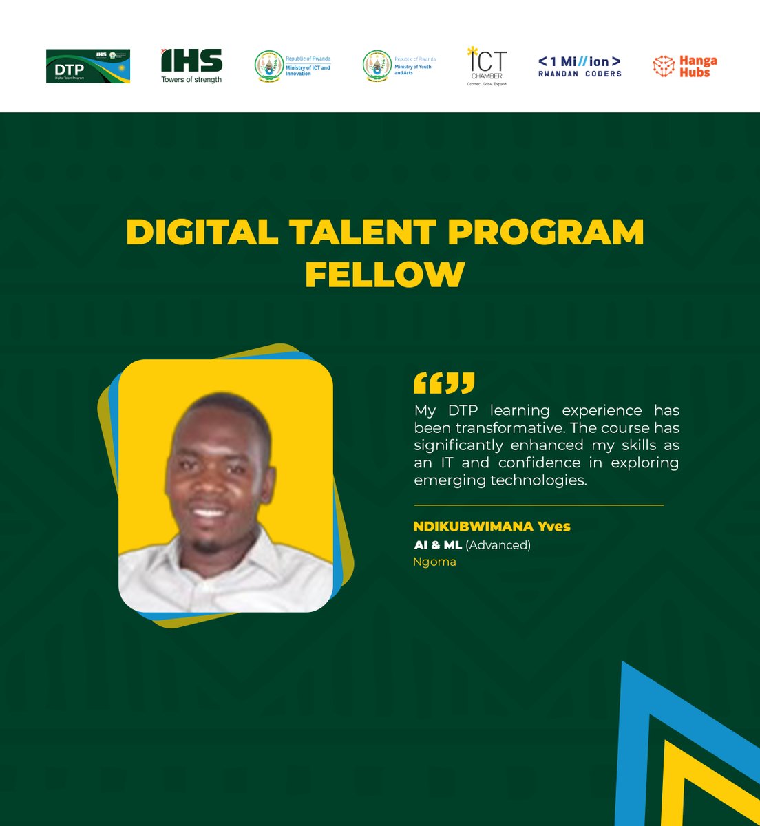 Rwanda ICT Chamber (@rwictchamber) on Twitter photo #Ready to be next?
390 #DTP learners have already finished their courses and are seizing digital opportunities!
Shout out to <a href="/Ndagiji9309297/">Ndagijimana Bernard</a> , Emmanuel NIYOBUHUNGIRO, <a href="/Jeanmucyo06/">Jeanmucyo Jean</a>, and <a href="/YNdikubwimana/">Yves Ndikubwimana</a> - your hard work paid off!
Still learning? Keep going, you’re closer than you #Ready to be next?
390 #DTP learners have already finished their courses and are seizing digital opportunities!
Shout out to <a href="/Ndagiji9309297/">Ndagijimana Bernard</a> , Emmanuel NIYOBUHUNGIRO, <a href="/Jeanmucyo06/">Jeanmucyo Jean</a>, and <a href="/YNdikubwimana/">Yves Ndikubwimana</a> - your hard work paid off!
Still learning? Keep going, you’re closer than you