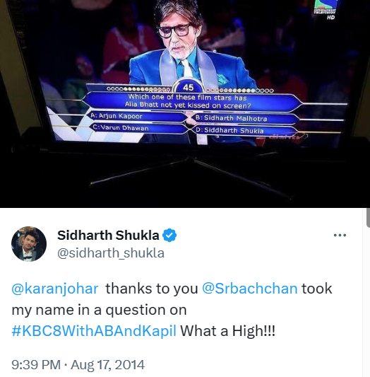 vijaya_sidheart's tweet image. He was so happy when his name featured in one of the question related to HSKD in KBC show

11 YRS OF SID AS ANGAD 
#SidharthShukla
#HSKD