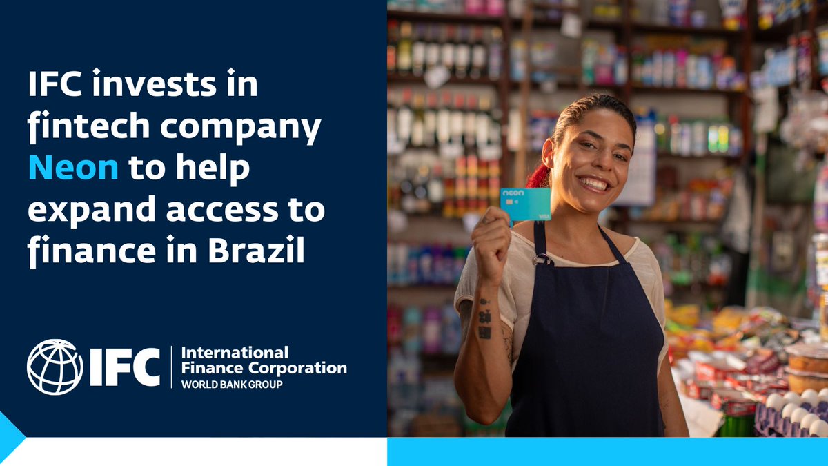 Diop_IFC's tweet image. Millions in #Brazil still lack access to financial services. @IFC_org’s investment in #fintech Neon helps close that gap—leveraging tech to expand inclusion, empower microentrepreneurs, and strengthen Brazil’s financial ecosystem. @IFC_LAC