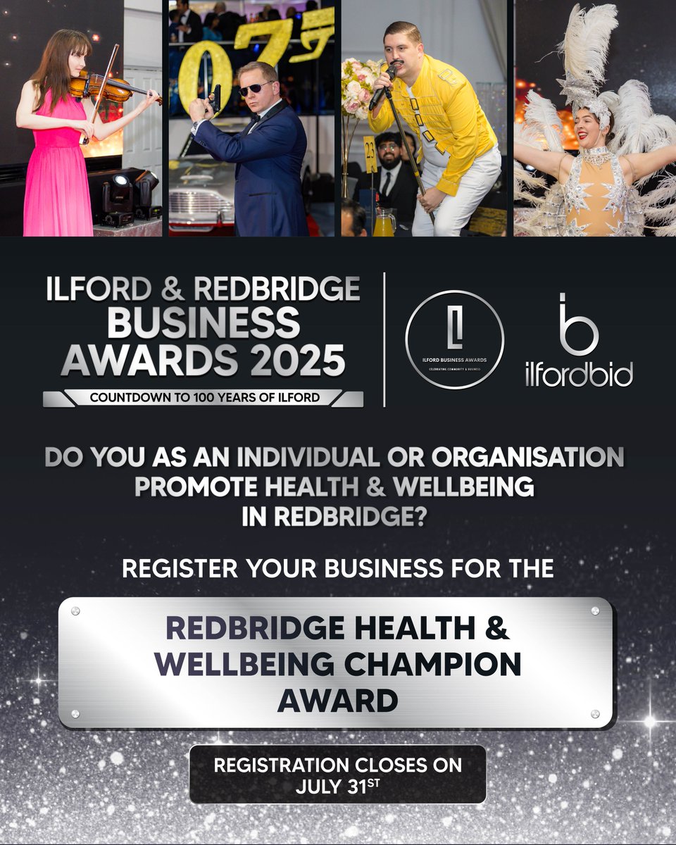 IlfordBID's tweet image. 🏆 Redbridge Health & Wellbeing Champion Award
Are you a business or professional in Redbridge making a real difference in health and wellbeing?
From general practitioners (family doctors), dentists, pharmacists, and eye care specialists to mental health professionals,…