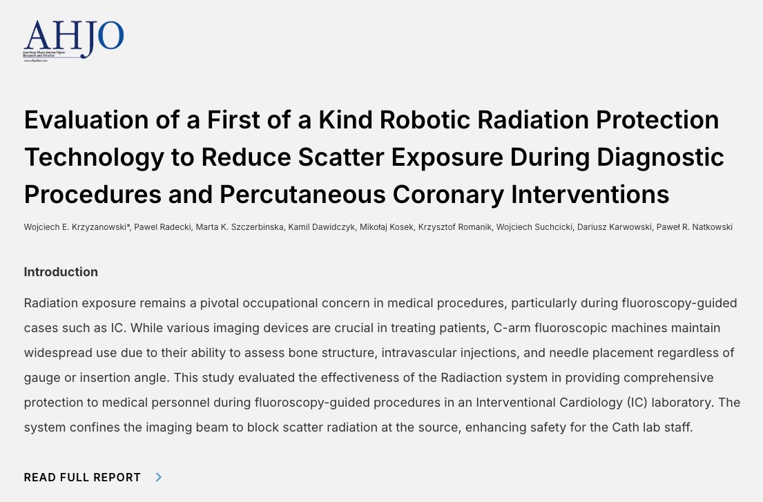 Radiaction Medical (@radiactionmed) on Twitter photo <a href="/AHJ_Open/">American Heart Journal Plus</a>: This study evaluated the effectiveness of the Radiaction Smart Shield in protecting medical staff during fluoroscopy procedures.
• Full-body radiation protection
• Up to 95% radiation reduction
• Seamless integration
#RadiactionMedical loom.ly/MaZtMhM <a href="/AHJ_Open/">American Heart Journal Plus</a>: This study evaluated the effectiveness of the Radiaction Smart Shield in protecting medical staff during fluoroscopy procedures.
• Full-body radiation protection
• Up to 95% radiation reduction
• Seamless integration
#RadiactionMedical loom.ly/MaZtMhM