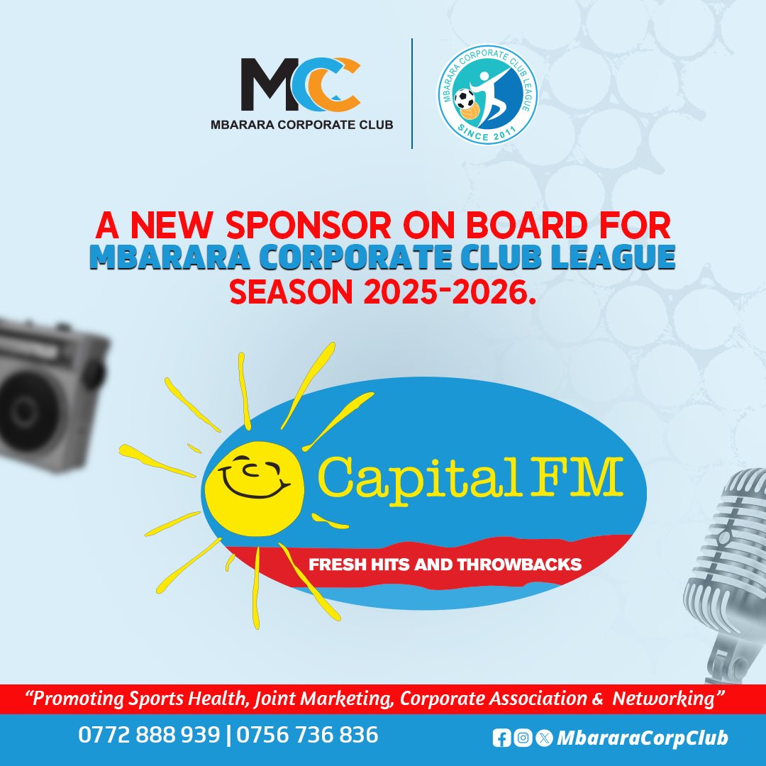 🚨 BIG NEWS 🚨
Capital FM Joins the Mbarara Corporate Club ! 

We’re thrilled to announce that Capital FM is now part of the Mbarara Corporate Club a prestigious network of over 100 top companies across Western Uganda and Kampala! 

This partnership champions sports,