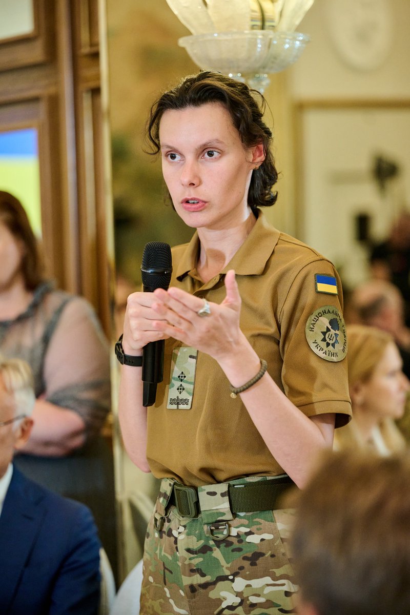 yes_ukraine's tweet image. “We need weapons, we need equipment, we need technologies, air defence, we need responsibility. Shared responsibility”, said
Khrystyna Boychuk, Officer, National Guard of Ukraine, during the discussion panel “No Security - No Recovery”, organized by the Victor Pinchuk Foundation…