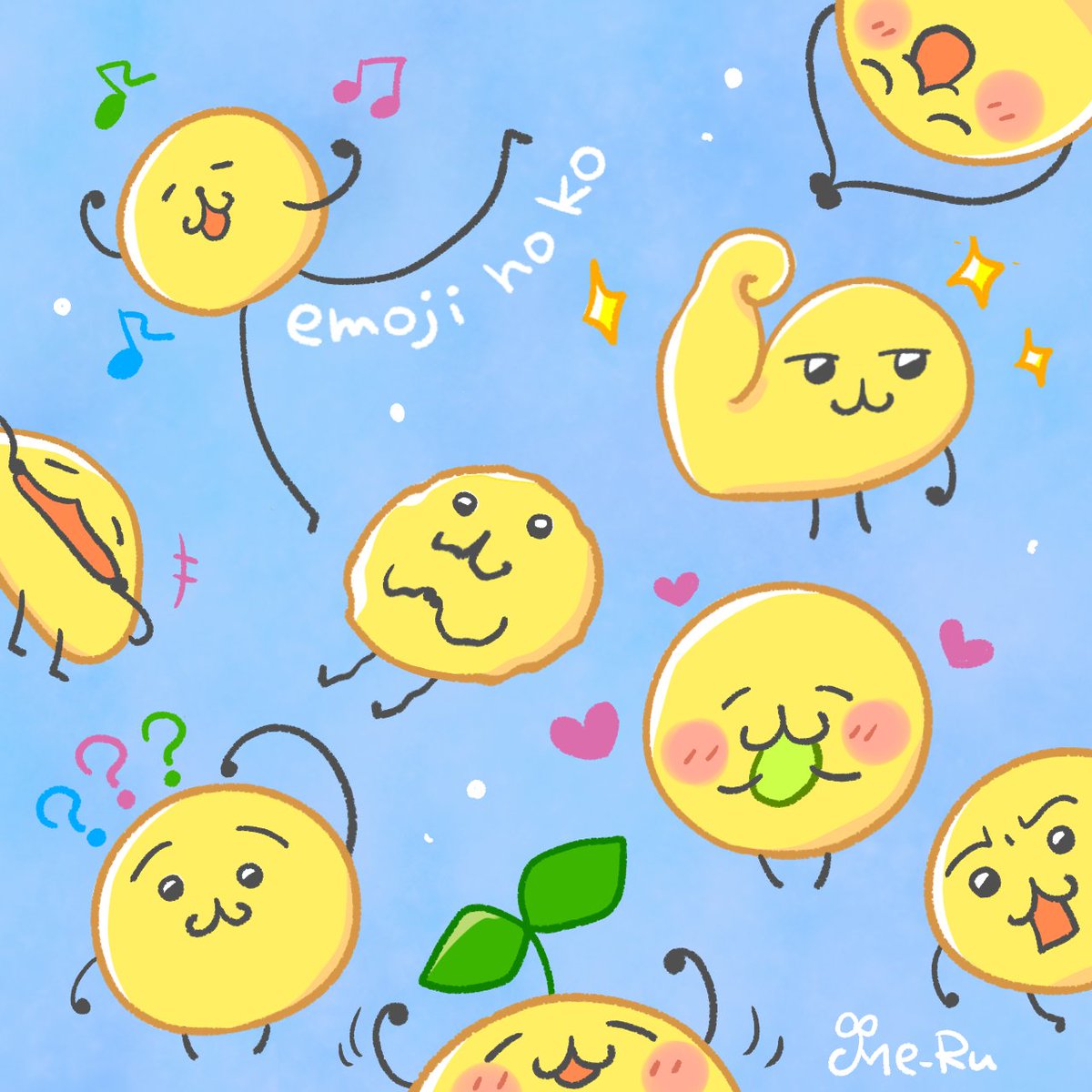 awayukicandy's tweet image. えもちゃん毎日お世話になってます😊💕

えもじの子ファンアート🟡

#えもじの子　#イラスト
#えもじの子ファンアート
