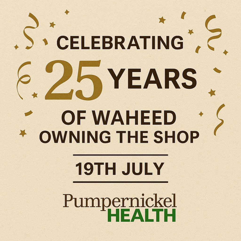 💛 From herbs and supplements to organic treats, Waheed has kept Bedford healthy for 25 years. Let’s make this celebration one to remember. 19th July. Walk in anytime from 11am-3pm.
15% off ALL Viridian, NaturesPlus and A.Vogel product
Walk in anytime from 11am-3pm.
#BedfordUK