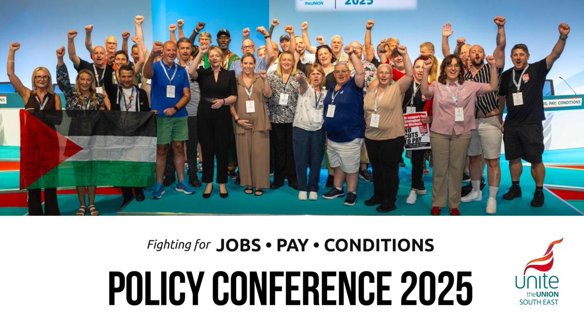 unite_southeast's tweet image. 📣 The South East delegation has proudly concluded an incredible week at @unitetheunion’s Policy Conference in Brighton.
👏 Thank you to all who contributed - we go forward stronger, united, and ready for action.✊