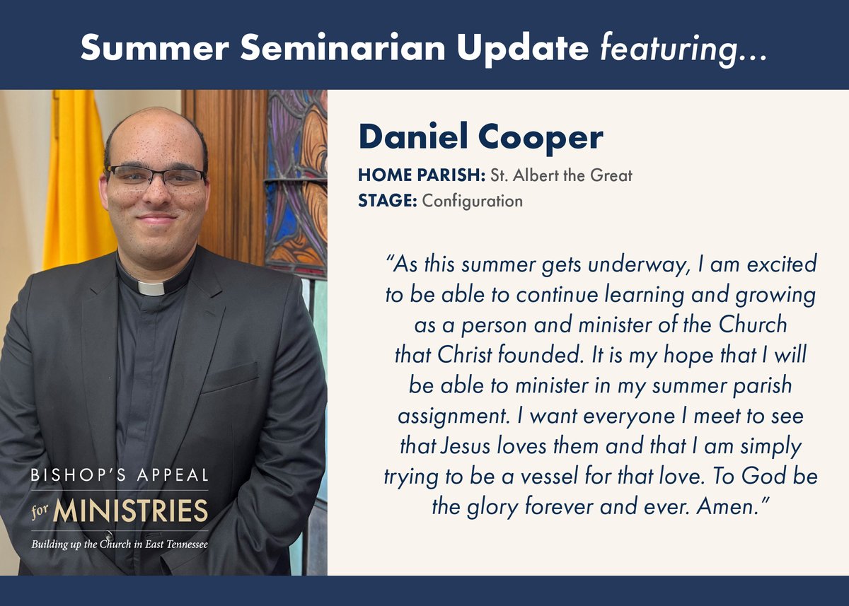 Our #dioknox seminarians spend their summers in parishes and ministries, learning more about serving as a priest and connecting with the community. 
Please continue to pray for our seminarians as they discern and grow in their call to serve the Church. 🙏