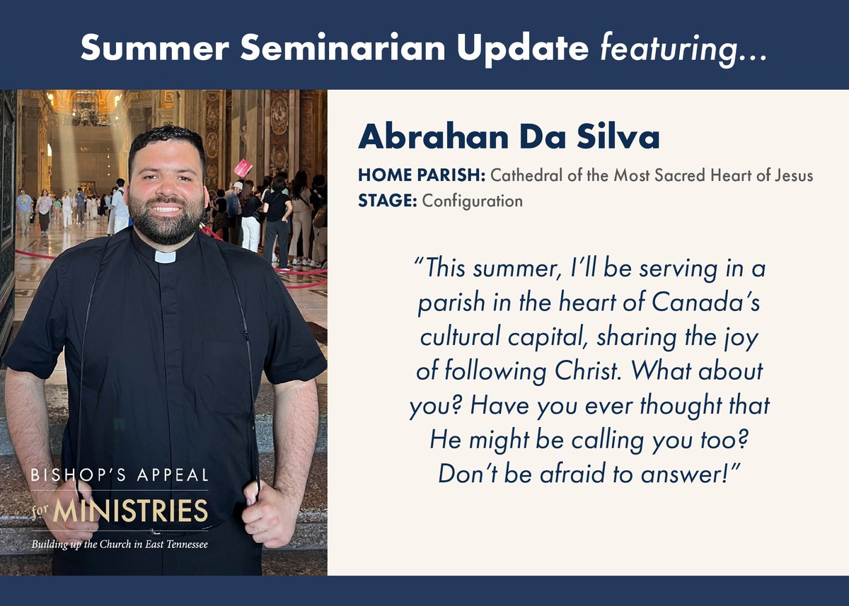 Our #dioknox seminarians spend their summers in parishes and ministries, learning more about serving as a priest and connecting with the community.
Please continue to pray for our seminarians as they discern and grow in their call to serve the Church. 🙏