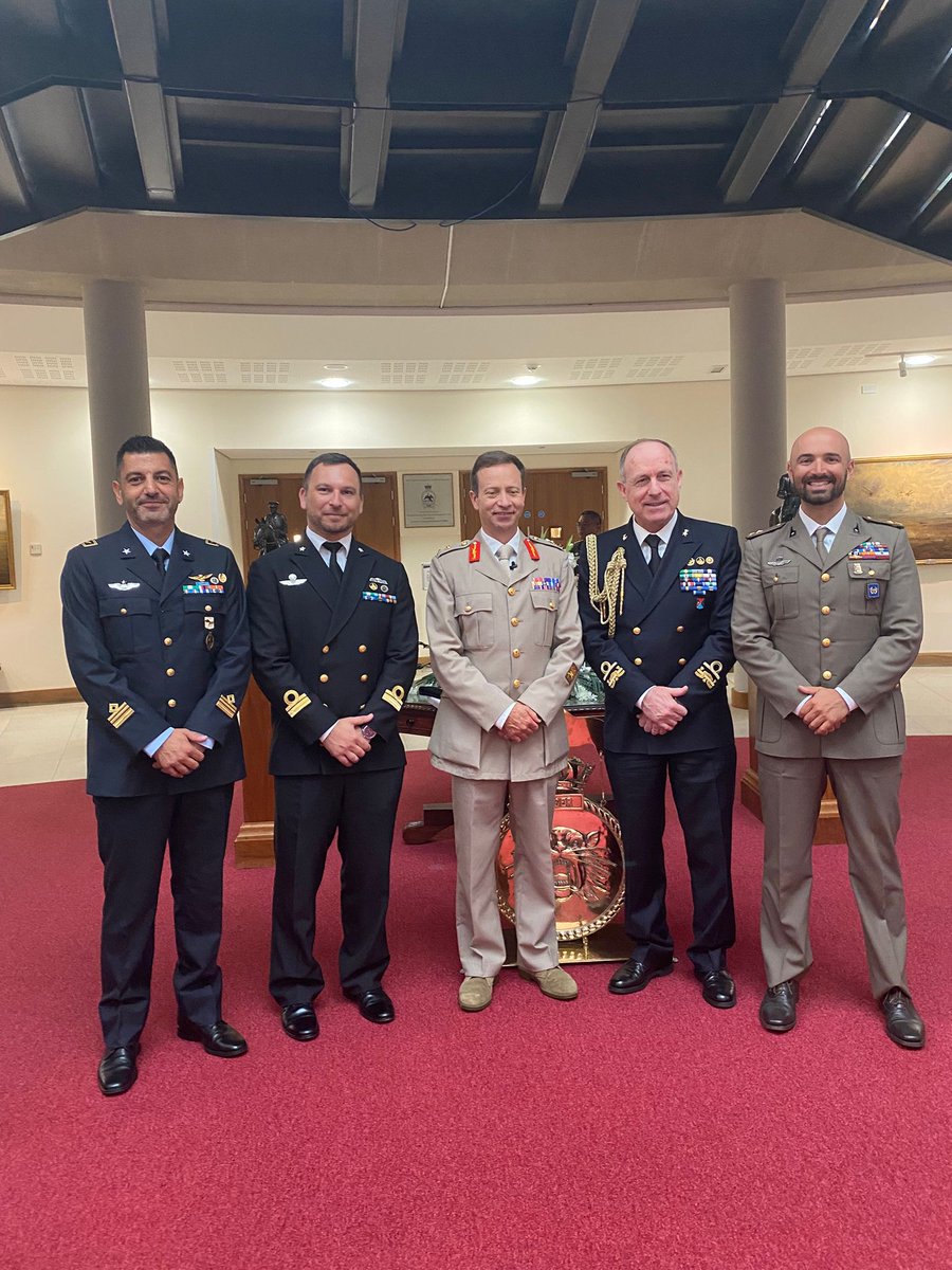 Defence Attaché RAdm. Angelo Virdis congratulated Lt. Col. Simone Martini (air force), Corvette Capt. Antonio Miglietta (navy) and Maj. Michele D’Annibale (army) on completing the Advanced Command and Staff Course at the Defence Academy of the UK
<a href="/DefAcUK/">Defence Academy</a> <a href="/virdis_angelo/">Angelo Virdis</a>
