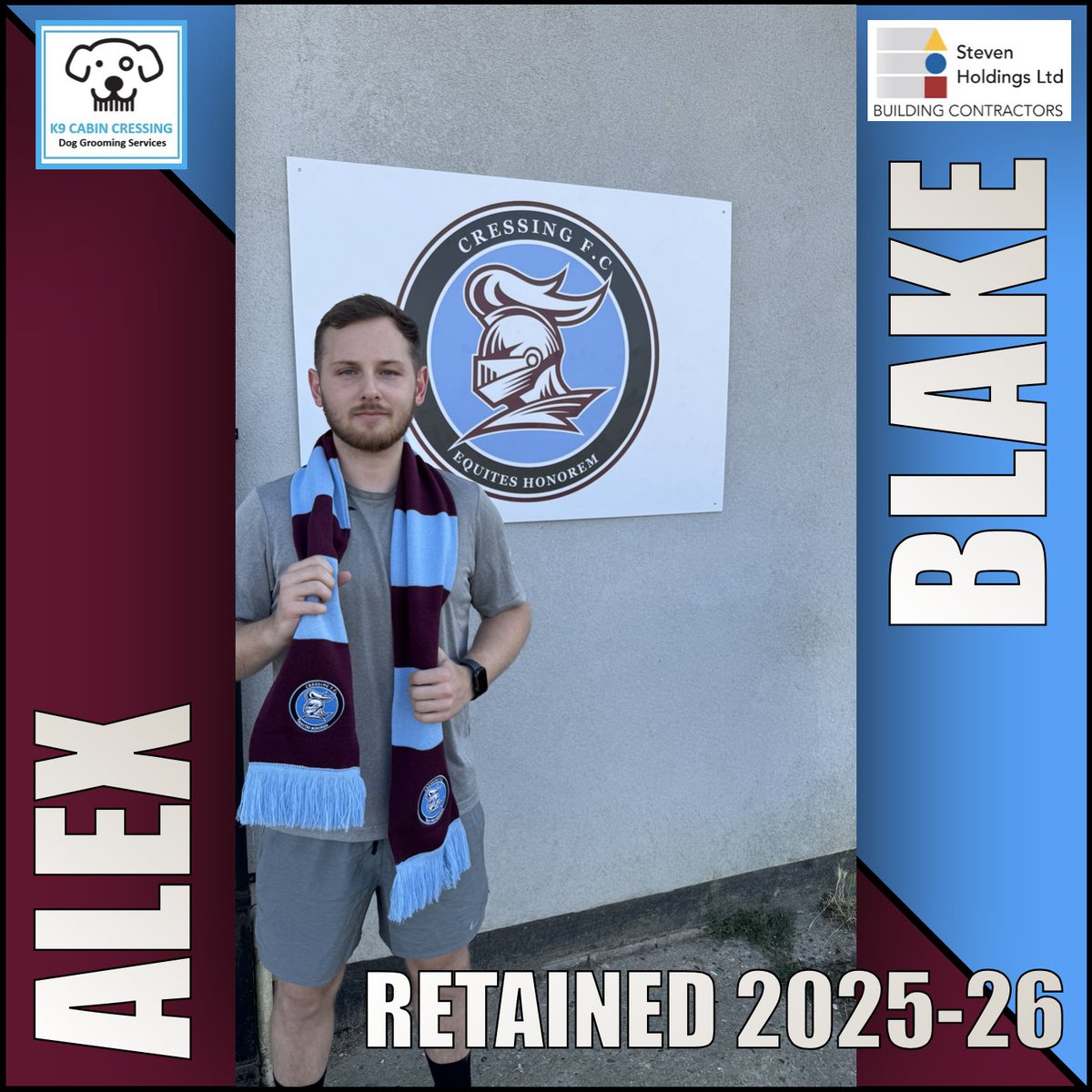 CressingFC's tweet image. RETAINED 2025/26 🤝

Alex Blake returns for another season 💥

Up the Cressing!⚽️

#CressingFC
#K9CabinCressing
#StevenHoldingsLTD
#UTC