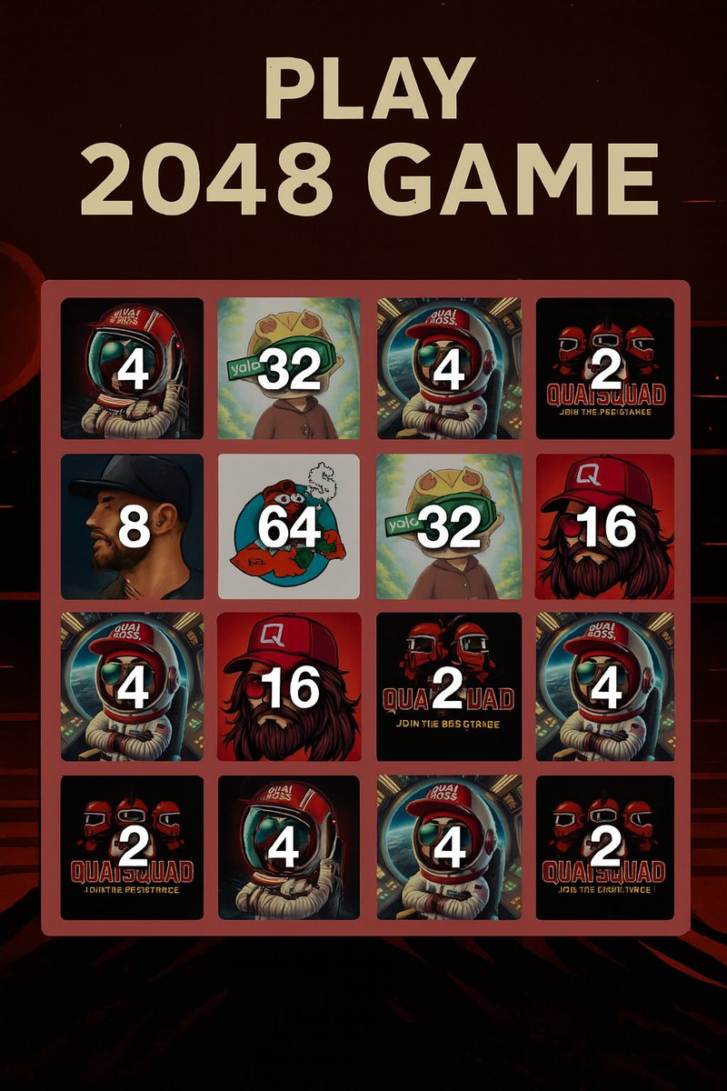 🕹️ Have you played the 2048 game available on 2048.QuaiSquad.xyz yet? 

Share your experience with us! 👇

Climb to the top of the leaderboard and we’ll turn your Twitter profile pic (or any image you choose) into your very own custom 2048 tile! 🔥

Game on! 🚀 <a href="/QuaiNetwork/">Quai Network ⚡️💵</a>