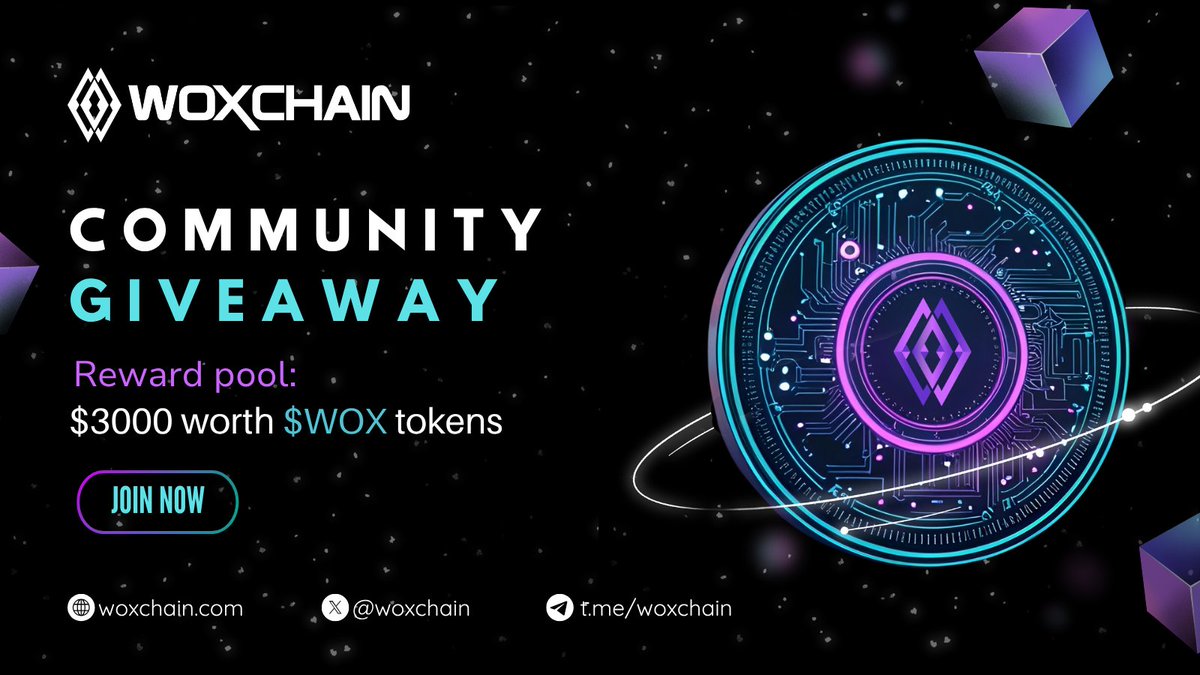 🌟 Woxchain #Airdrop 🌟

1️⃣Follow <a href="/woxchain/">Woxchain</a>
2️⃣RT &amp; Tag 2 friend &amp; Like
Comment with hashtag #Woxchain $WOX
3️⃣Complete Task: t.me/WoxchainAirdro…

🎁 525 winners / $3,000 Worth $WOX
🎁 Distribution: 30th July, 2025

#Woxchain $WOX #Crypto #cryptoairdrop #CryptoGiveaway