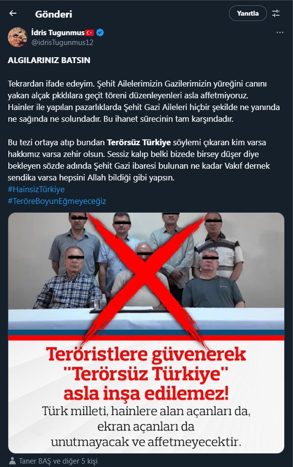 Dün Ülkücülere ve Lider Devlet Bahçeli beyefendiye ettiği beddua ve hakaretler nedeniyle toplumun her kesiminden tepki alan İdris Tuğunmuş isimli Zafer Partisi TROLÜ şimdi de Şehit ve Gazi Ailelerine beddua etti.