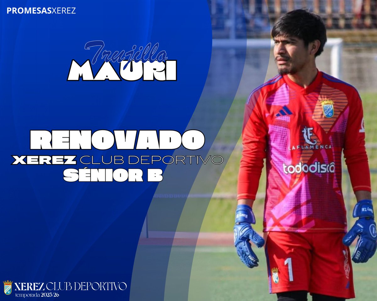 XerezCantera's tweet image. ๐ข ๐ข๐๐๐๐๐๐ | Mauri formarรก parte del #XerezB en la 25/26
โฝ๏ธ El guardameta renueva su compromiso con el filial azulino
#PromesasXerez