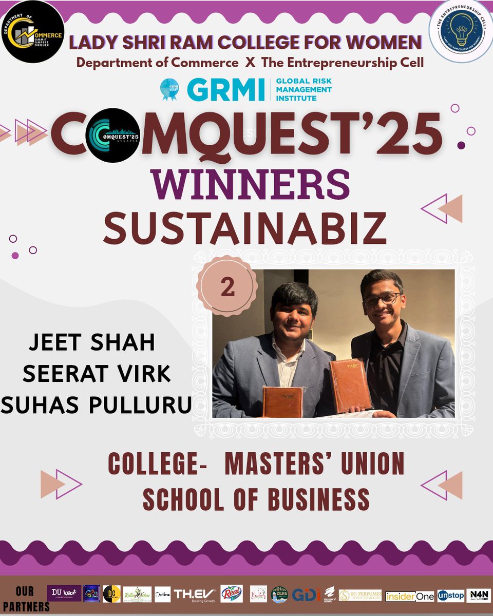 commerce_lsr's tweet photo. The Department of Commerce, Lady Shri Ram College for Women is proud to announce the Winners of Comquest ’25 in association with THEV (@THEV_Group)
#LSR #Commerce #AcademicFest #Comquest25 #THEV
Winners - Sustainabiz https://t.co/FBrmlWXq4S