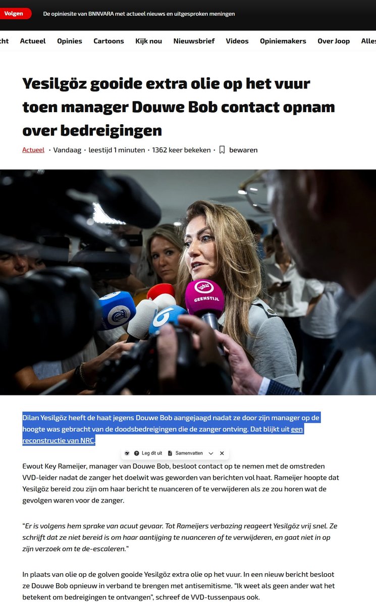 Vraag me al een tijd af hoe lang de <a href="/VVD/">VVD</a> nog bereid is om <a href="/DilanYesilgoz/">Dilan Yesilgöz - Zegerius</a> de hand boven het hoofd te houden als partijleider.
Deze reconstructie in NRC over #DouweBob bevestigt me daarin.
Deze vrouw is totaal incapabel en acteert als Wilders 2.0.

#Yeşilgöz <a href="/EricWetzels/">Eric Wetzels</a>