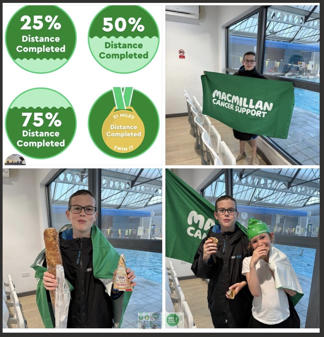 Huge congratulations to Daniel in Yr 7 who is more than halfway through swimming the equivalent distance of crossing the English Channel and returning home (42 miles) in aid of MacMillan Cancer Research. So far he has raised over £1200! Wow! 👏👏👏👏👏