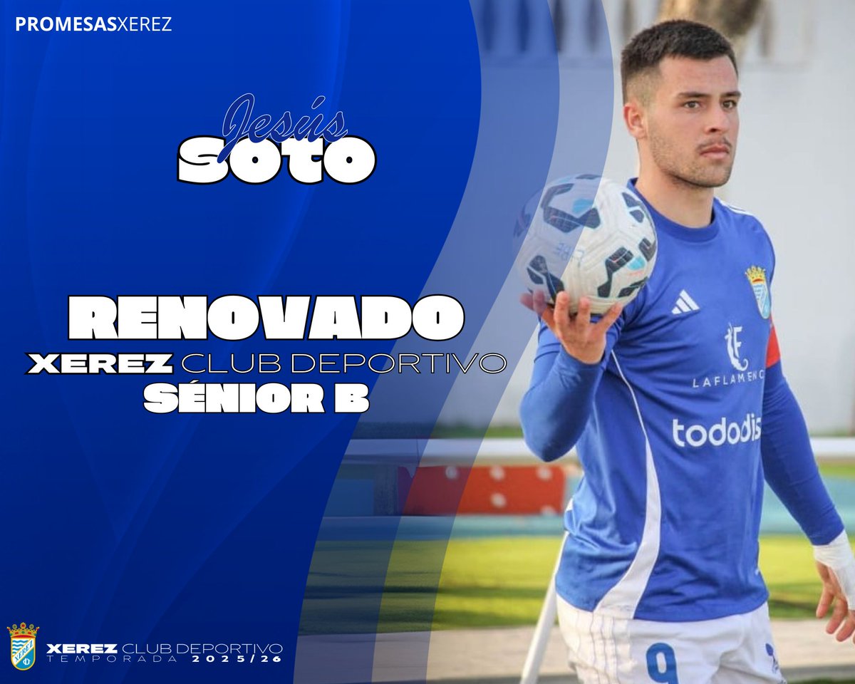 XerezCantera's tweet image. ๐ข ๐ข๐๐๐๐๐๐ | Jesรบs Soto formarรก parte del #XerezB en la 25/26
โฝ๏ธ El jugador renueva su compromiso con el filial azulino
#PromesasXerez