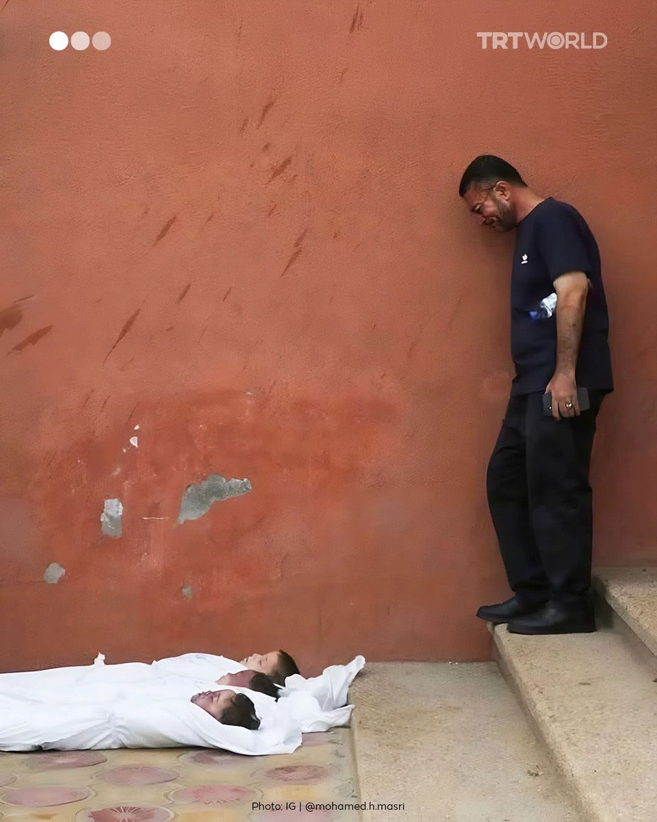 Is this war?

Could this be self-defence? From what?

A Palestinian man in Gaza stares at the bodies of three children — killed in an Israeli strike