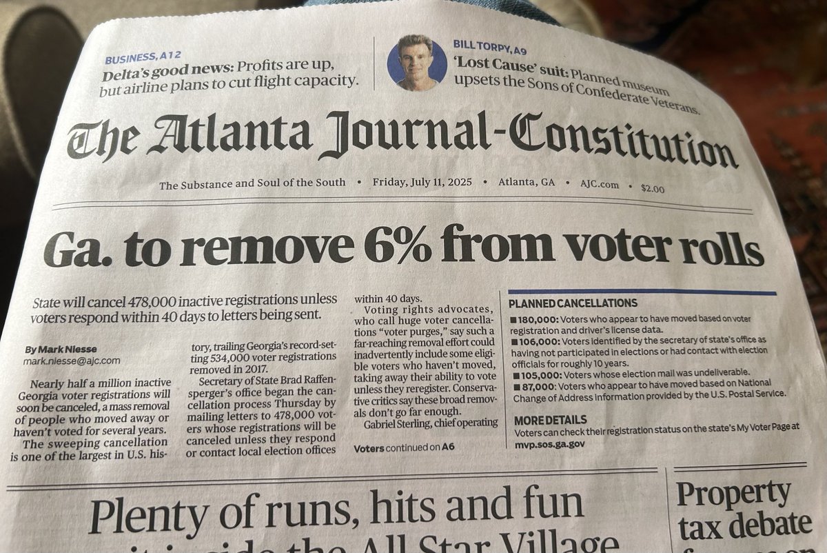 R_A_Belcher's tweet image. @ajc is right to stay on this, but I don’t think the non-voters are undermining the republic. Folks don’t want to vote, okay. How many of them are paying attention anyway? And, yes, I know some countries require you to vote — or fine you. Bad idea.