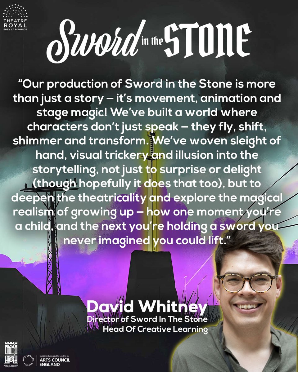TheatreRoyalBSE's tweet image. ✨ Meet David Whitney, our Head Of Creative Learning and the director of Sword In The Stone! A Summer Young Company production, great for families and young people this August!
🗡Sword In The Stone runs from 21-23 August, tickets from £10: bit.ly/44GUvyj
Sword In The…