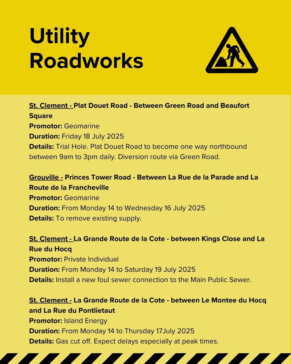 Upcoming week - Key Travel advice &amp; Event Info
This Weekend:
Jersey Triathlon - Sunday 13 July 2025