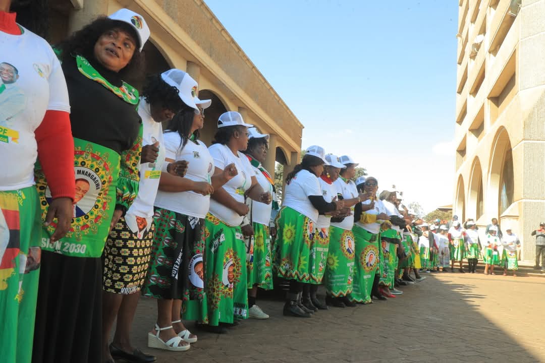 Zimbabwe 🇿🇼 first Lady <a href="/ZimFirstLady/">First Lady of Zimbabwe 🇿🇼</a> Has arrived at the ZANU PF HQ for the Women League National assembly indaba to be addressed by HE President <a href="/edmnangagwa/">President of Zimbabwe</a>. <a href="/marapira_farai/">Farai Muroiwa Marapira</a> <a href="/oczmk/">Oppah Muchinguri-Kashiri (ZANUPF Nat. Chairman)</a> <a href="/dereckgoto/">Dereck Goto</a> <a href="/TendaiChirau/">Tendai Chirau</a> <a href="/ChinamasaPA/">ZanuPF Sec. for Legal Affairs - Patrick Chinamasa</a> <a href="/ZANUPF_Official/">ZANU PF</a>