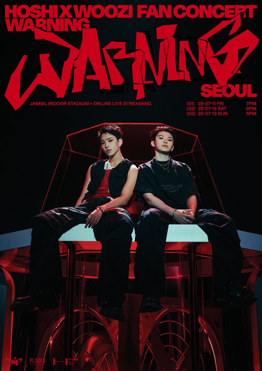 Day 1 HOSHIxWOOZI WARNING FAN CONCERT IN SEOUL SETLIST

1. HxW - Bring It
2. HxW - 96ers
3. Hoshi - Damage
4. Hoshi - Touch 
7. Hoshi - Spider
8. Woozi - Ruby
9. Woozi - Simple
10. Woozi - Destiny
11. HxW - Pinocchio (feat. So!Yoon)
12. HxW - ECHO!
13. HxW - COPY&amp;PASTE
14. HxW -