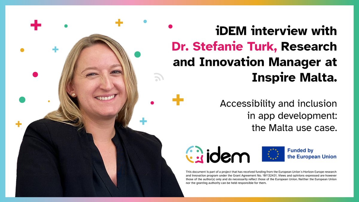 New iDEM interview! ✨ 

🎙️ Dr. Stefanie Türk, from our partner Inspire Malta joined us in our latest interview to discuss inclusive research methodologies in our Use Cases.  

Click here for the audio and written versions of the interview ➡️lnkd.in/dugmfjEu 

#HorizonEU