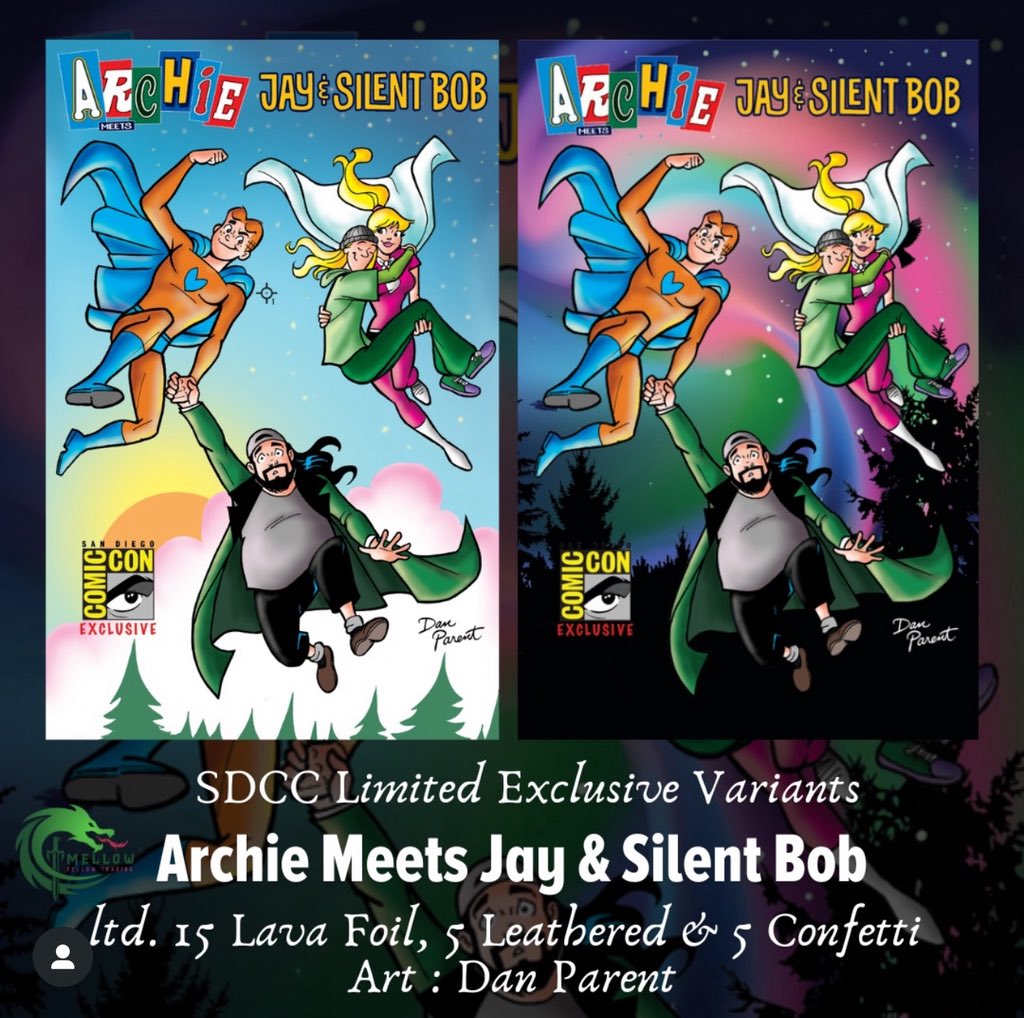 parentdaniel's tweet image. JAY AND SILENT BOB FOIL EXCLUSIVES! SDCC LIMITED EXCLUSIVES!
I’ll be at table F12 ! Come see me at San Diego Comic Con!
@mellow_fellow_trading
@comicbookexclusives
@ArchieComics