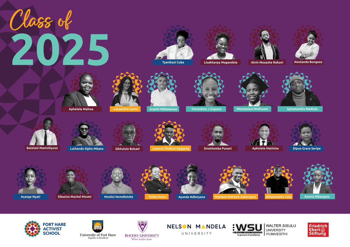 FES_SouthAfrica's tweet image. Democracy needs democrats‼️
We asked, “South Africa needs progressive leaders; will you be one of them?”
Young activist answered the call.✊
The @FES_SouthAfrica is delighted to announce the Fort Hare Activist School Class of 2025—the 11th class!✨🥳