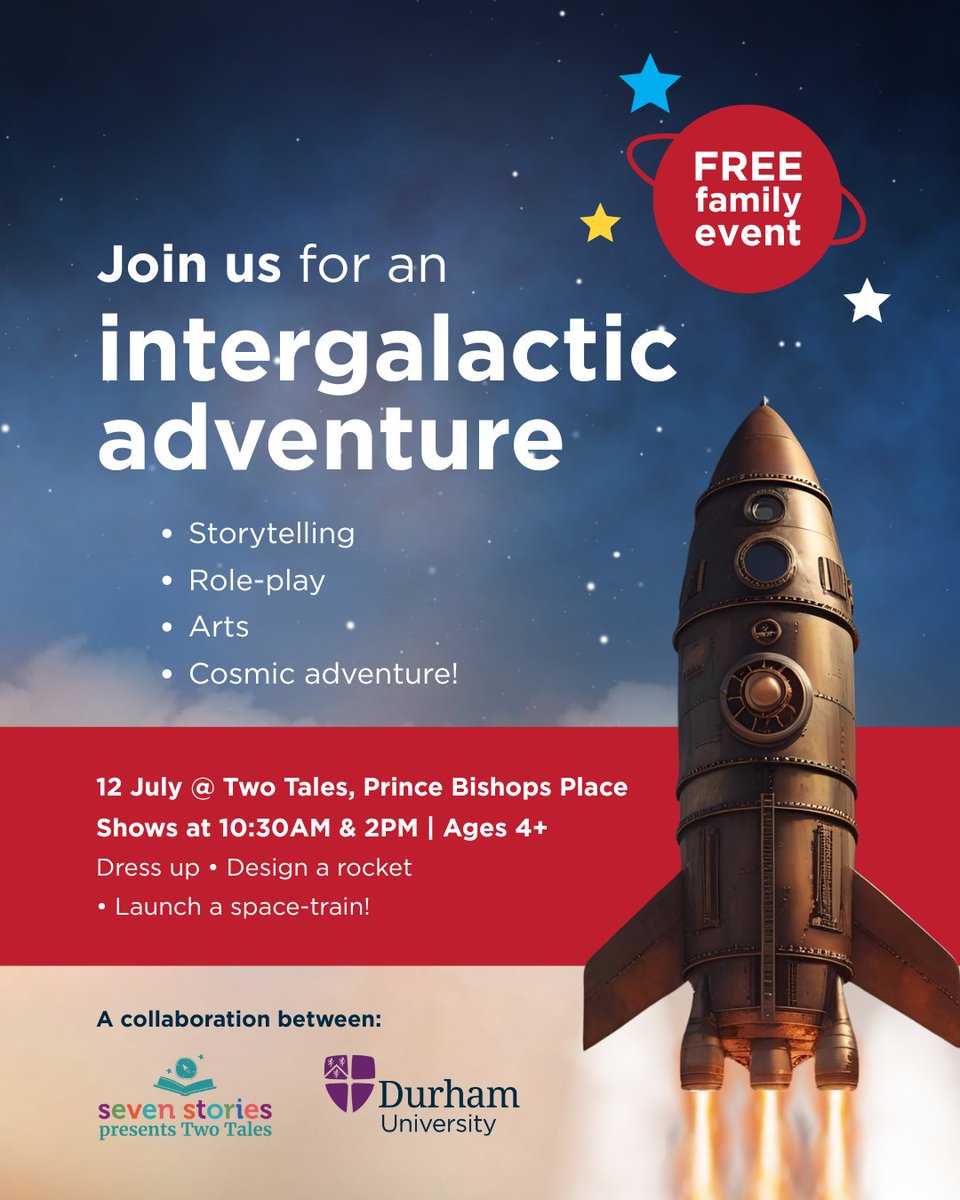 durham_uni's tweet image. 🚀 This Saturday, join us at Two Tales, Durham for a space-themed storytelling adventure. 🌌📚
Created as part of #NAM2025, it's perfect for families & young explorers (4+)!
🕙 10:30am & 2pm
📍 Free & open to all
👉 brnw.ch/21wU40n
@royalastrosoc @7stories
