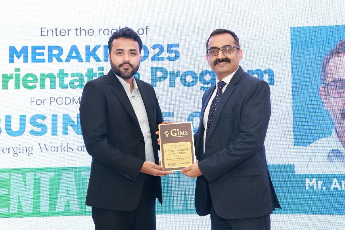 GNIOTCollege's tweet photo. GIMS, Greater Noida kickstarted MERAKI 2025 with Business 5.0: SCM, IB, Analytics & Startups on July 4!
Top minds from Microsoft, Cisco, KPMG, HT & more shared insights on innovation, leadership & strategy.
#MERAKI2025 #Business5_0 #GIMS #PGDM #SCM #Analytics #IB #Startups https://t.co/RIPPQxCjDT