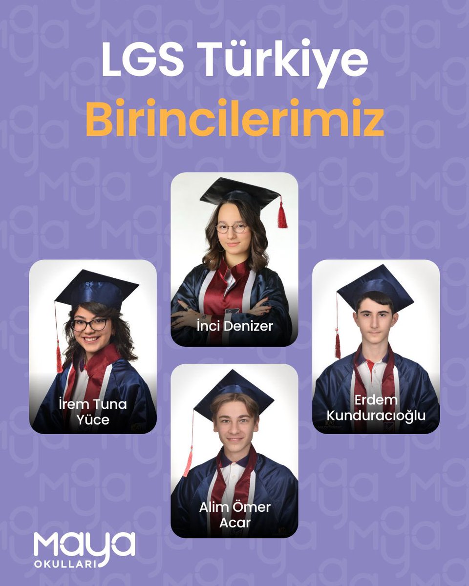 4 Öğrenci, 4 Birincilik, 4 Tam Puan!
Bu yıl Maya’da 4 öğrencimiz, LGS'de 500 tam puanla Türkiye birincisi oldu.⠀
👏 İrem Tuna Yüce
👏 İnci Denizer
👏 Erdem Kunduracıoğlu
👏 Alim Ömer Acar
Başarılarıyla Maya'yı gururlandıran öğrencilerimizi, öğretmenlerimizi yürekten kutluyoruz.