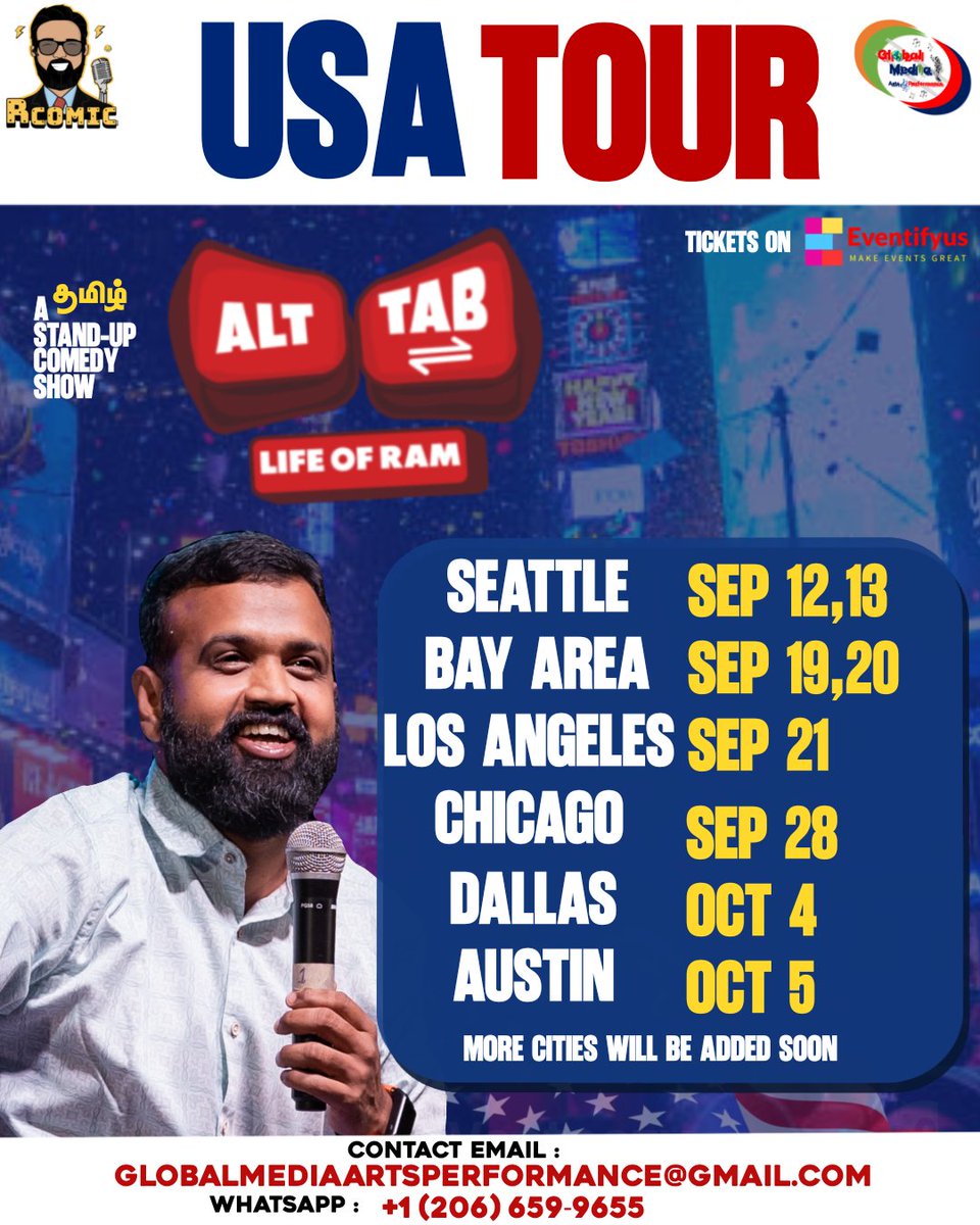 Okay,this boy who once travelled to the USA 🇺🇸 for client calls and deadlines is now coming for crowd laughs and punchlines 🎤 From showing demos to Jaans and Jenippers to now doing shows for you all, Life ⭕️❤️First set of cities tix LIVE, more going live soon.  வாங்க மக்களே 😀❤️