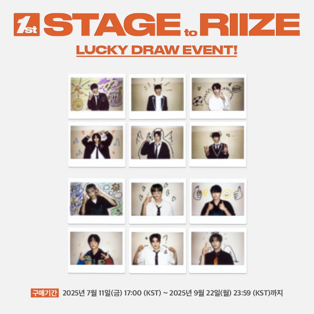 KPOP__TOGETHER's tweet image. RIIZE - 1st STAGE to RIIZE / DC, BD, DC+BD(SET) 출시기념 LUCKY DRAW EVENT OPEN😄 

🗓 2025.07.11 (금) 17:00 ~ 09.22 (월) 23:59 (KST)

① RIIZE 멤버가 직접 꾸민 인스턴트 포토 원본 (총 12명 / 랜덤 1종 증정)

② ①번의 인스턴트 포토형 포토 (총 300명 / 랜덤 1종 증정)
판매처 :…