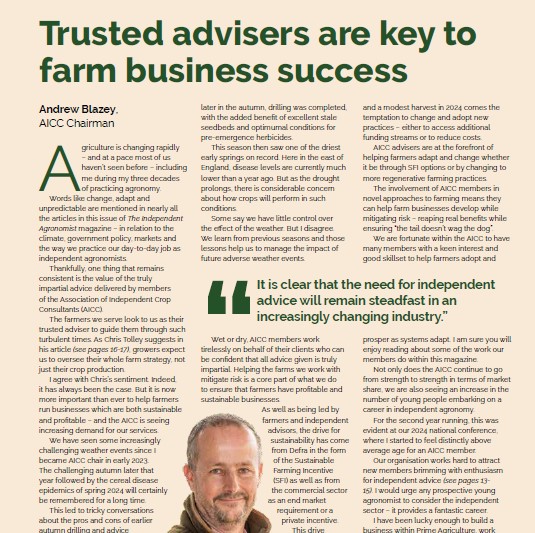 AICC1981's tweet image. Trusted advisors and independent advice will remain steadfast in an increasingly changing industry.” says @andrewblazey @Prime_Ag06 in the new Independent Agronomist Magazine out now. Take a look at aicc.org.uk/admin/resource…
#independent #agronomy