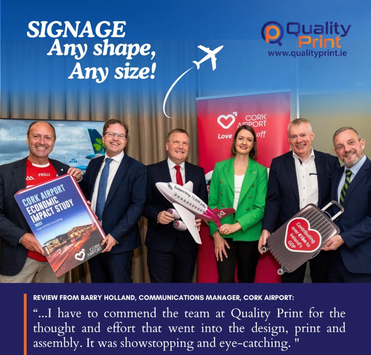 QualityPrint5's tweet photo. Stand out in any shape or size! Our custom promotional signage is fully tailored to your brand, no limits just bold visibility!
We were thrilled to work with Cork Airport on creating some unique eye-catching, custom signage. Thanks to Cork Airport and the team for the kind words https://t.co/tOsSPwboSQ